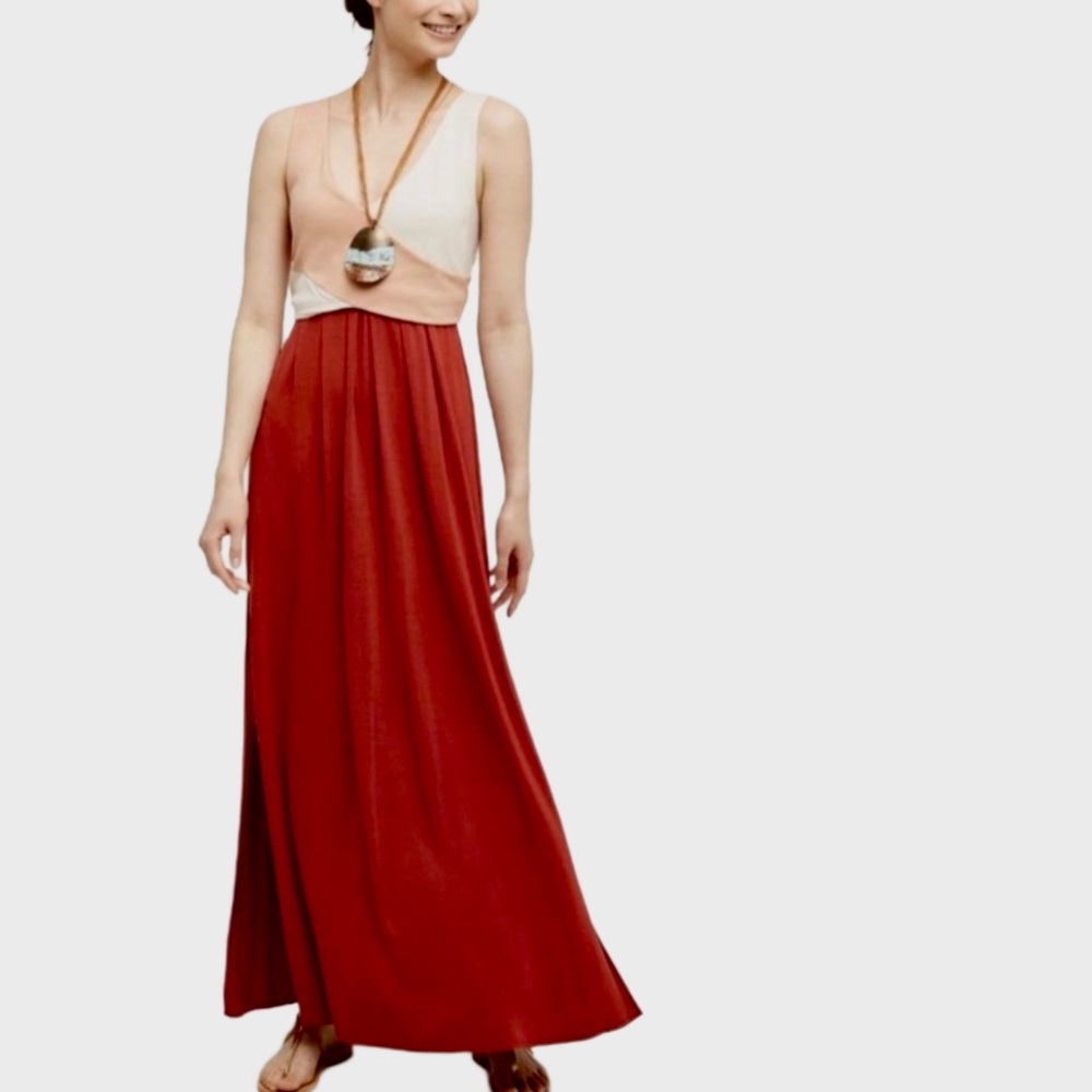 XXSOLDXX MAEVE Elysian maxi color block dress/rust - Picture 2 of 6
